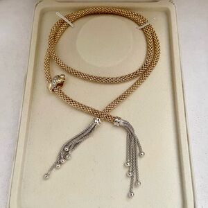 14KT 30 grams LARIAT NECKLACE WITH DIAMONDS